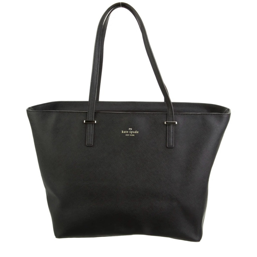 kate spade Black Leather Tote with Top Handles